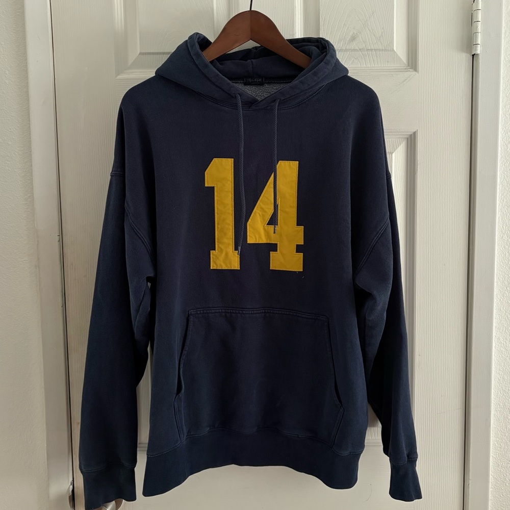 Brandy Melville Dark Blue Hoodie with Yellow Number